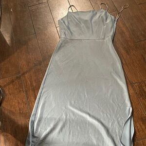 Vince Strapless Gray Satin Dress